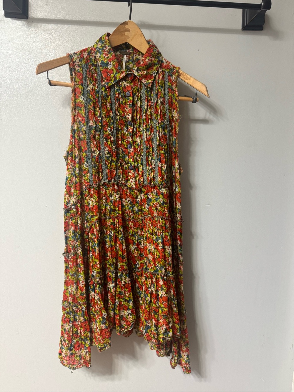 Free People Floral Sleeveless Tiered Tunic / mini Dress
